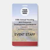 Location Replaceable Photo Logo QR Conference  Badge (Voorzijde)