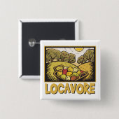 Locavore Slow Food Vierkante Button 5,1 Cm (Voorkant /achterkant)