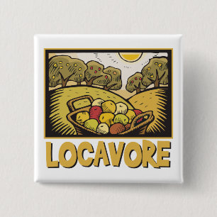 Locavore Slow Food Vierkante Button 5,1 Cm