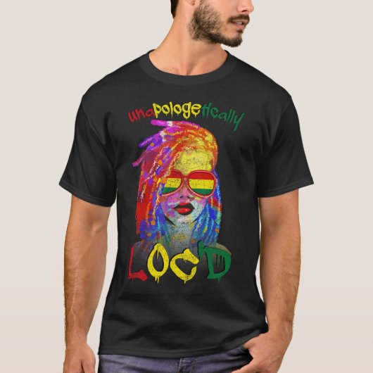 Loc'd Afro Melanin Queen Art juni T-shirt (Voorkant)