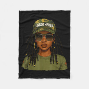 Locd Haar Camo Melanine Onaangetast Zwarte Vrouw M Fleece Deken