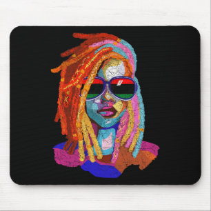 Loc'd Hair Art Afro-Amerikaanse vrouw Meisje Zwart Muismat