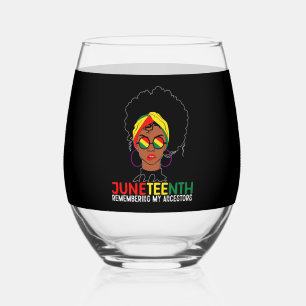 Loc'd Hair Black Woman herinnert zich mijn vooroud Wijnglas Zonder Voet