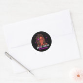 Loc'd Hair Zwart Vrouw Roze Lint Borstkanker Ronde Sticker (Envelop)