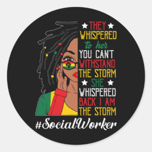 Loc'd Hair Zwart Vrouwen Maatschappelijk Werker Ju Ronde Sticker