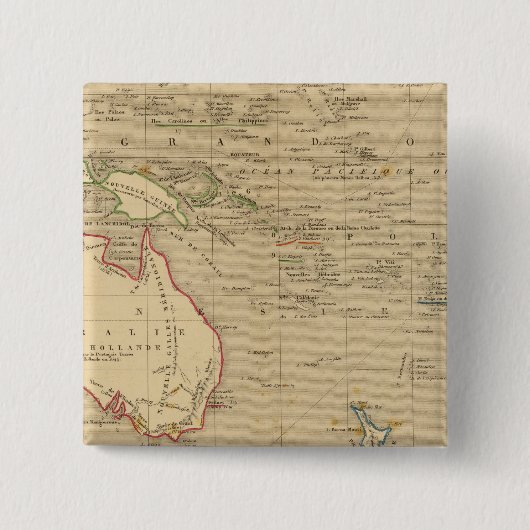 L'Oceanie en 1841 Vierkante Button 5,1 Cm (Voorkant)