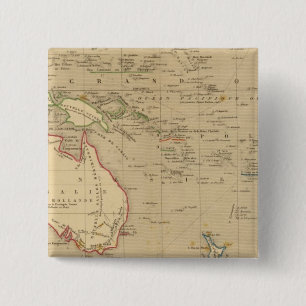L'Oceanie en 1841 Vierkante Button 5,1 Cm