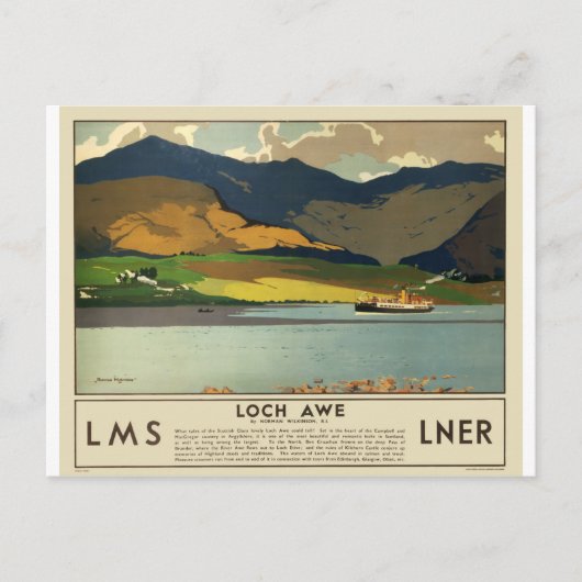 Loch Awe Scotland Vintage Travel Briefkaart (Voorkant)