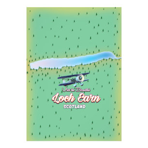 Loch Earn Schotland vintage kaart Foto Afdruk