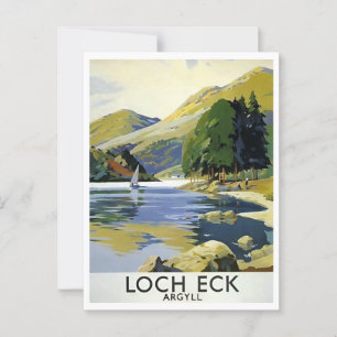 Loch Eck Argyll Scotland Retro Geïnspireerd Briefkaart
