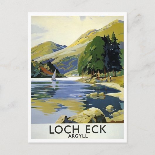 Loch Eck Argyll Scotland Retro Geïnspireerd Briefkaart (Voorkant)