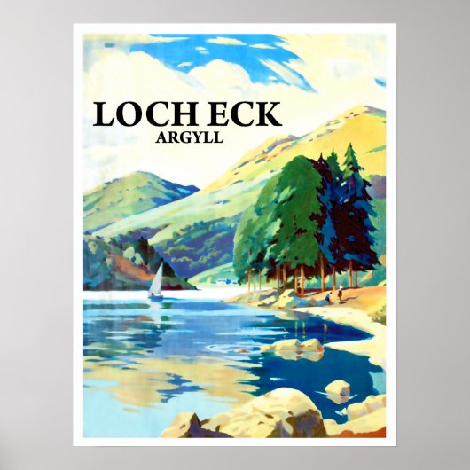 Loch Eck panorama, Argyll, Schotland, vintage Poster (Voorkant)