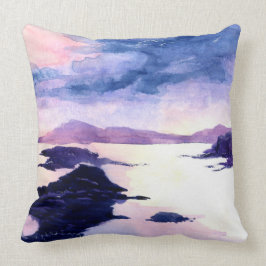 Loch Lomond Paarse Waterverf Landschap Cushion Kussen