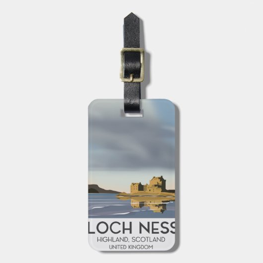 Loch Ness, Highlands, Scotland reisposter Bagagelabel (Voorkant verticaal)