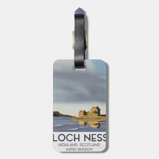 Loch Ness, Highlands, Scotland reisposter Bagagelabel (Achterkant verticaal)