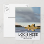 Loch Ness, Hooglanden, Schotland reisposter Briefkaart (Voorkant / Achterkant)