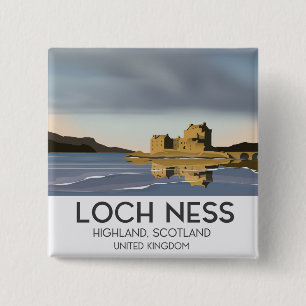 Loch Ness, Hooglanden, Schotland reisposter Vierkante Button 5,1 Cm