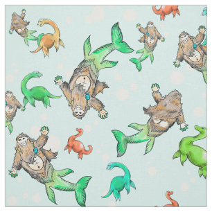 Loch Ness Merm-squatch mermaid sasquatch fabric Stof