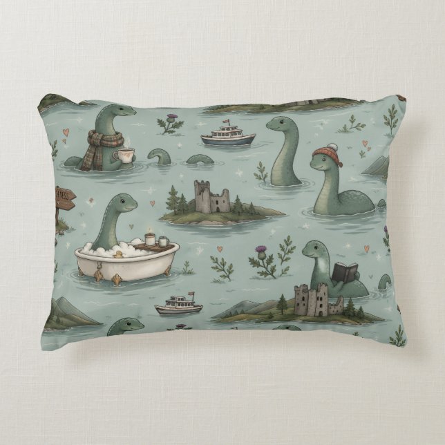 Loch Ness Monster Accent Kussen (Voorkant)