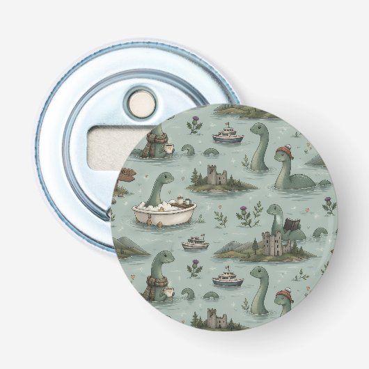 Loch Ness Monster Button Flesopener (Voorkant)