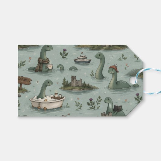 Loch Ness Monster Cadeaulabel (Voorkant (Horizontaal))