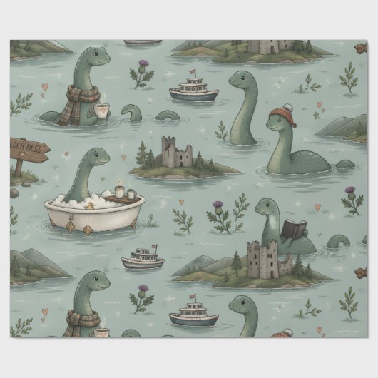 Loch Ness Monster Cadeaupapier (Vlak)