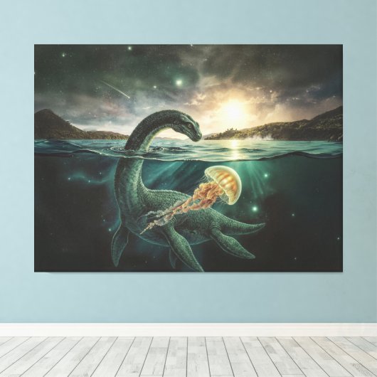 Loch Ness Monster | Duistere Academische Schotse L Canvas Afdruk (Insitu (Houten vloer))