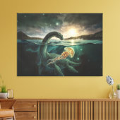 Loch Ness Monster | Duistere Academische Schotse L Canvas Afdruk (Insitu (Woonkamer))