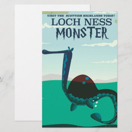 Loch Ness Monster grappige reisposter Briefpapier (Voorkant / Achterkant)