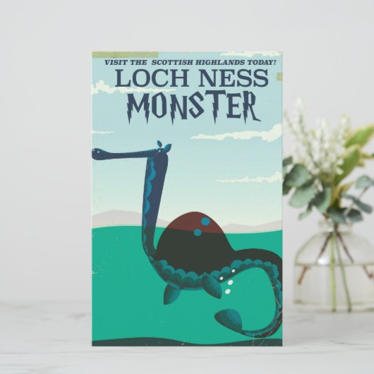 Loch Ness Monster grappige reisposter Briefpapier (Staand voorkant)