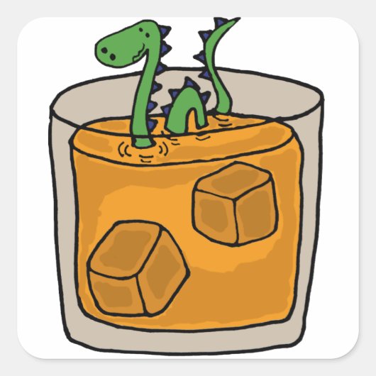 Loch Ness Monster in Scotch Whiskey Glass Vierkante Sticker (Voorkant)