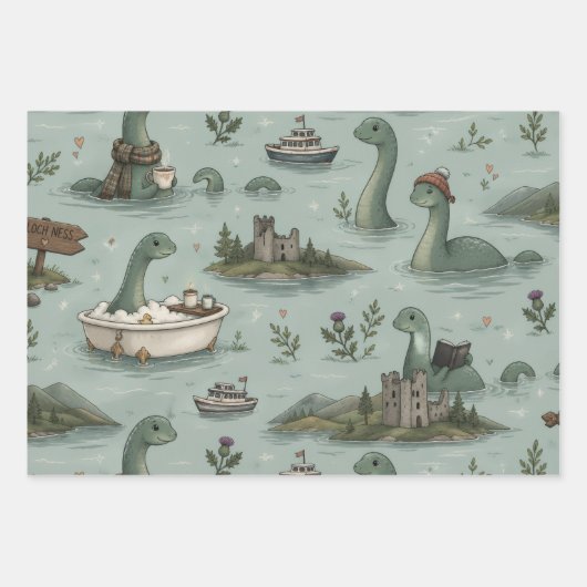 Loch Ness Monster Inpakpapier Vel (Voorkant)