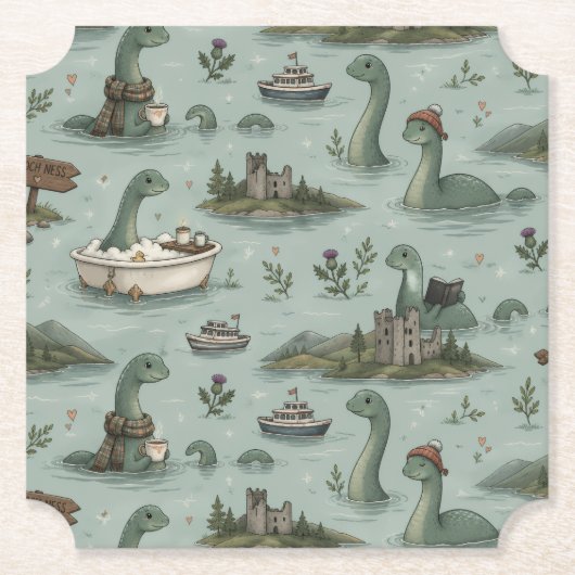 Loch Ness Monster Kartonnen Onderzetters (Voorkant)