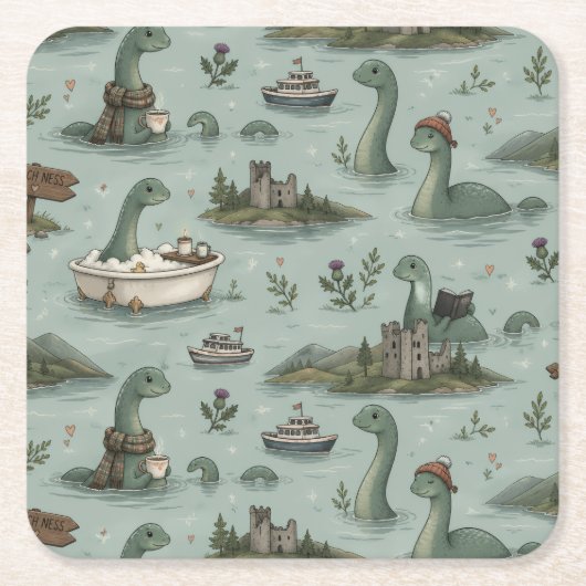 Loch Ness Monster Kartonnen Onderzetters (Voorkant)