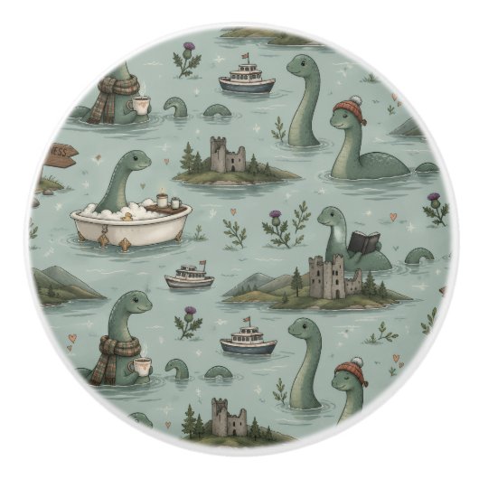 Loch Ness Monster Keramische Knop (Voorkant)
