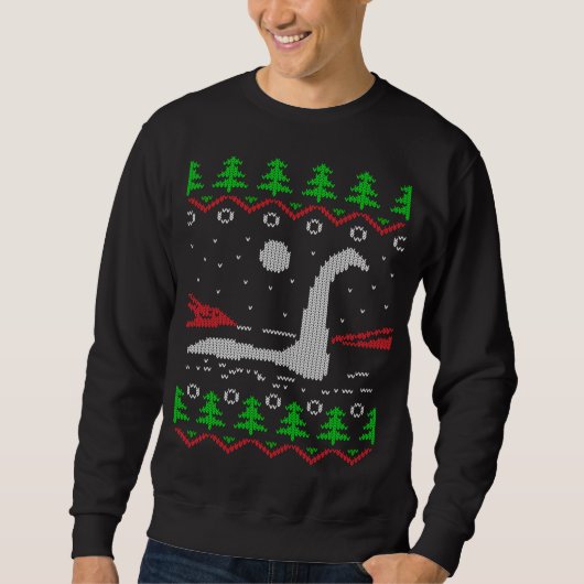 Loch Ness Monster Lelijke Kerstmis Jumper Trui (Voorkant)