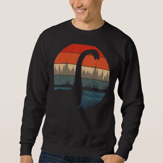 Loch Ness Monster Nessie Retro Sunset & Trees Cryp Trui (Voorkant)