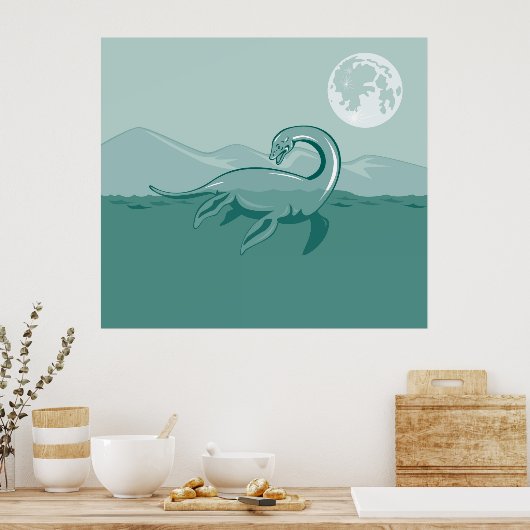 Loch Ness Monster Retro Poster (Keuken)