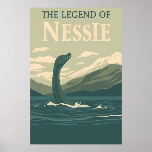 Loch Ness Monster Retro Reis Kunst Poster (Voorkant)