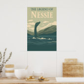 Loch Ness Monster Retro Reis Kunst Poster (Keuken)