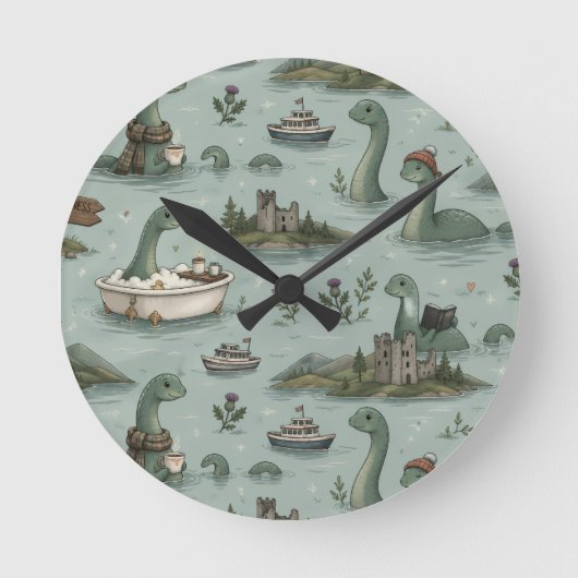 Loch Ness Monster Ronde Klok (Voorkant)