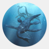 Loch Ness Monster Ronde Sticker (Voorkant)