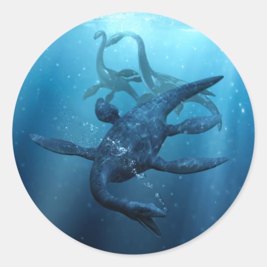 Loch Ness Monster Ronde Sticker (Voorkant)