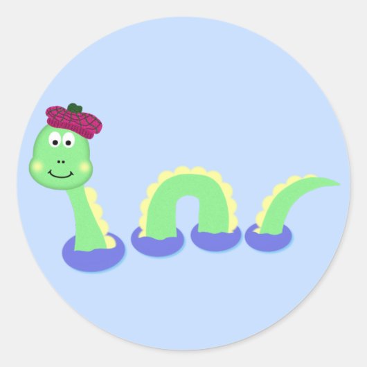 Loch Ness Monster Ronde Sticker (Voorkant)