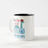 Loch ness Monster Smell van Schotland in de ochten Tweekleurige Koffiemok (Voorkant links)