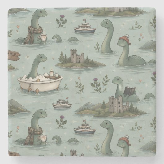 Loch Ness Monster Stenen Onderzetter (Voorkant)
