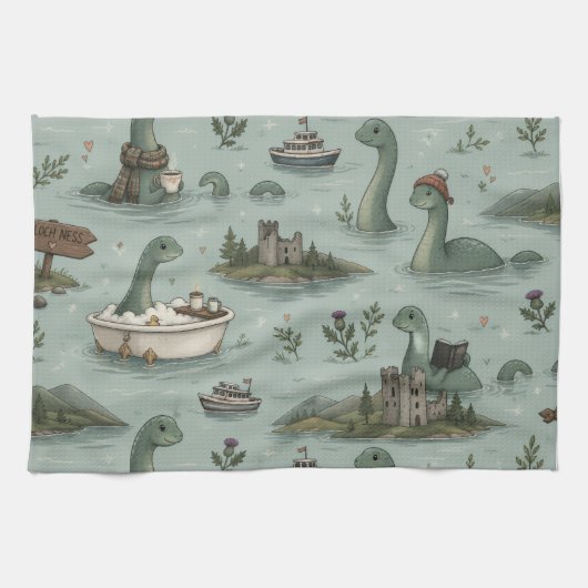 Loch Ness Monster Theedoek (Horizontaal)