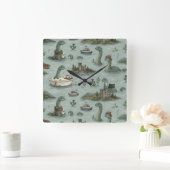 Loch Ness Monster Vierkante Klok (Huis)