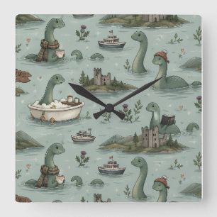 Loch Ness Monster Vierkante Klok