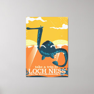 Loch Ness Schotland hooglanden vintage monster Canvas Afdruk
